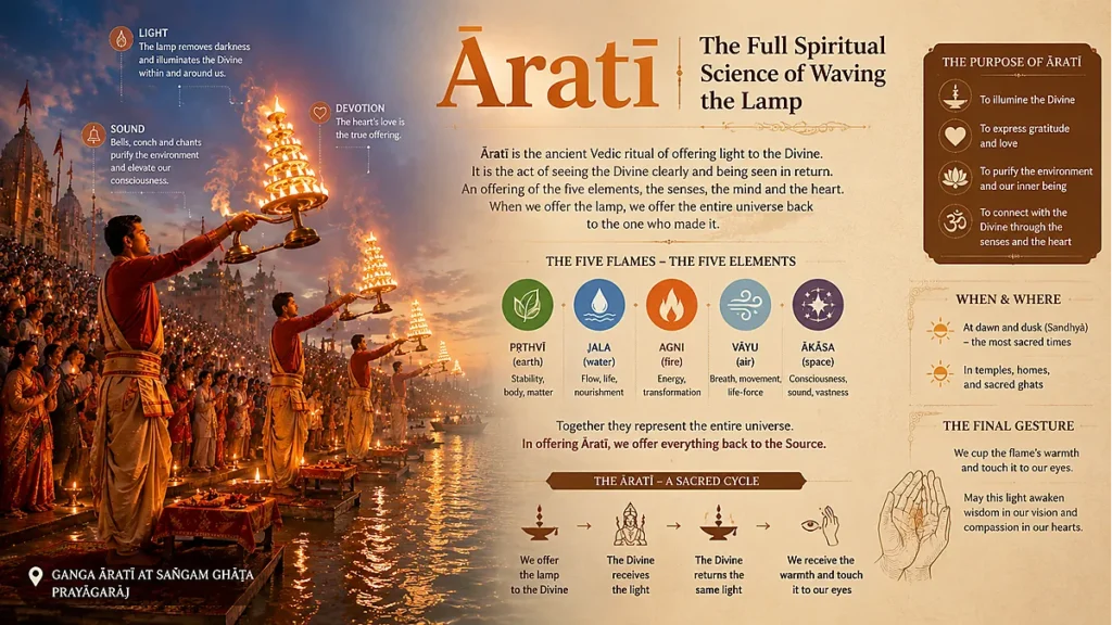 Priests performing Ganga Aarti at Triveni Sangam Prayagraj