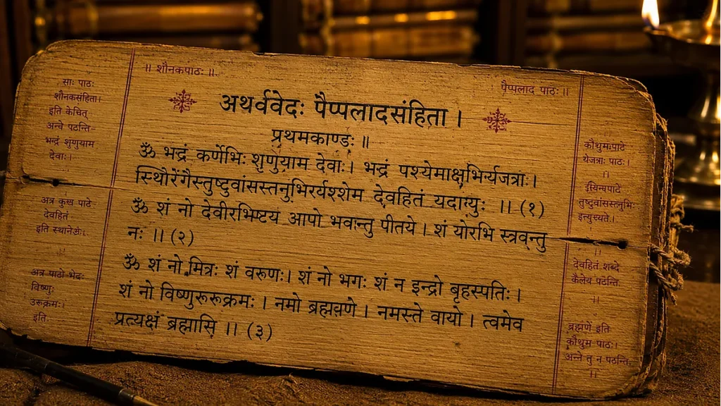 Ancient Paippalada recension manuscript of the Atharvaveda