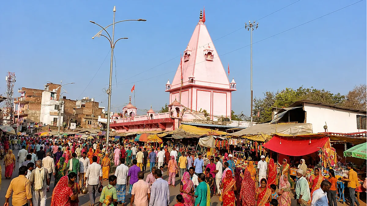 Sacred cradle worshipped at Alopi Devi Mandir Shakti Peeth in Prayagraj