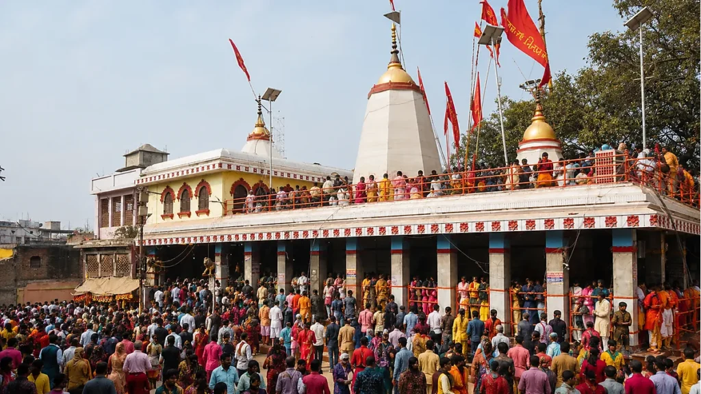 Devotees offering prayers at Maa Vindhyavasini Temple in Vindhyachal Uttar Pradesh